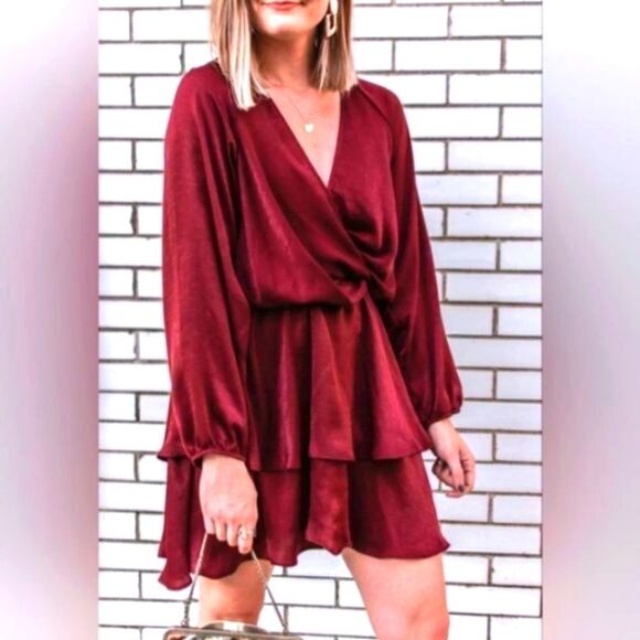 ZARA NWT Mini Ruffled Satin Puff Sleeve Dress Size M #0239 - Picture 1 of 8